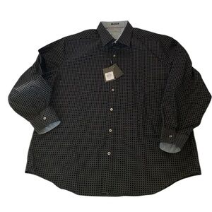 Bugatchi black  and Gray Patterned Shirt size XXL